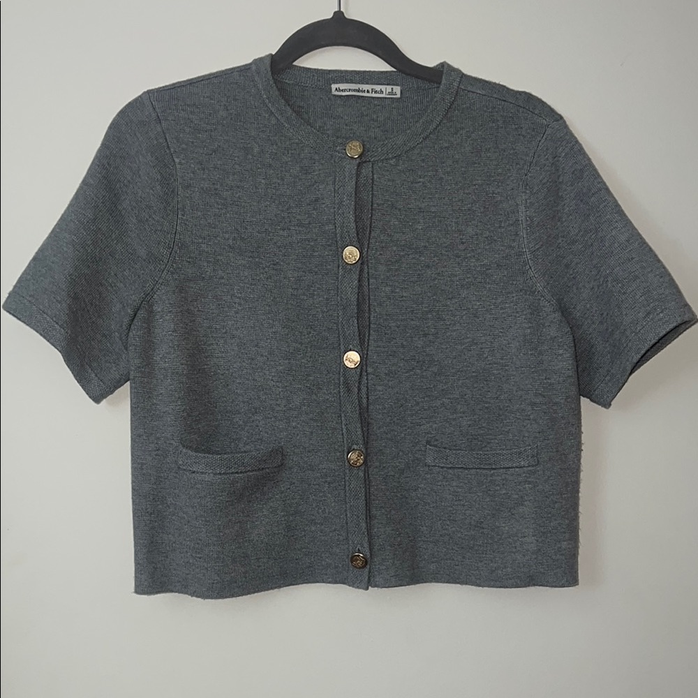 Abercrombie & Fitch Gray Cardigan with Gold Button